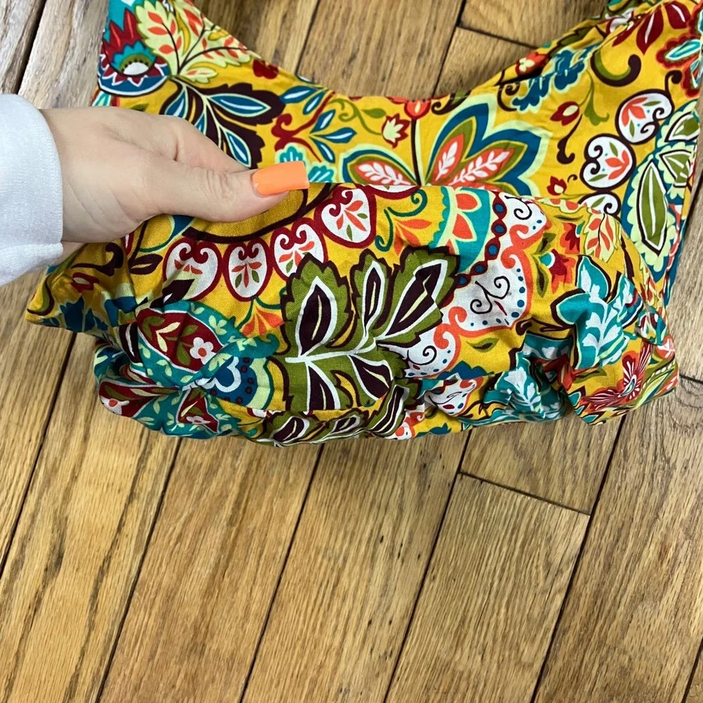 Floral‎ Paisley Hobo Bag Mustard Yellow Teal Boho Slouchy Shoulder Bag